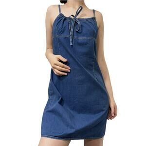 Marsh Landing Denim Spaghetti Strap Short Dress Sleeveless Blue Womens Size 14